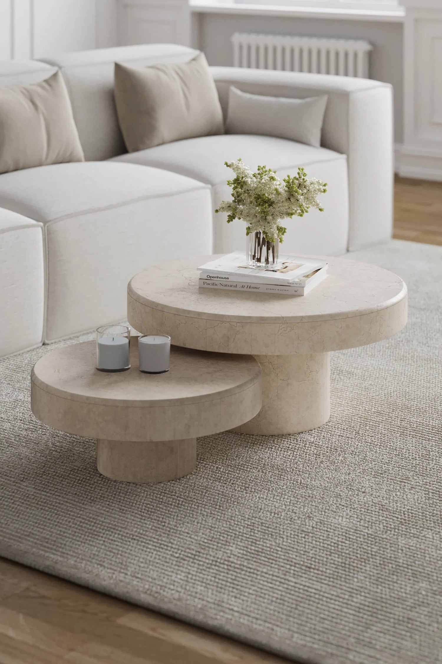 Stolik kawowy Nordwood z marmuru "Crema Marfil"